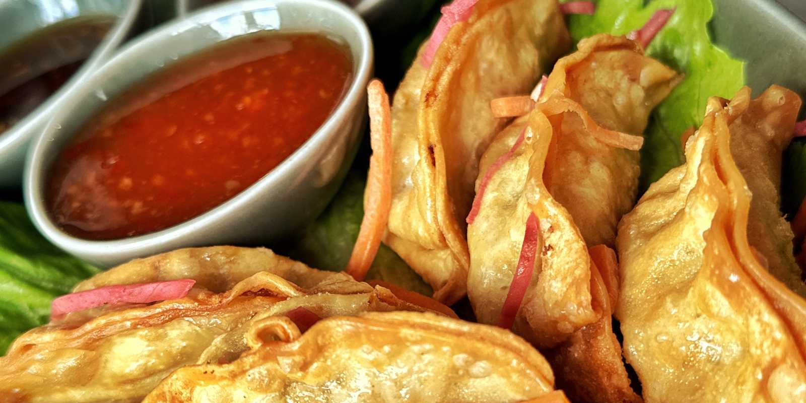 pot stickers with dipping sauce