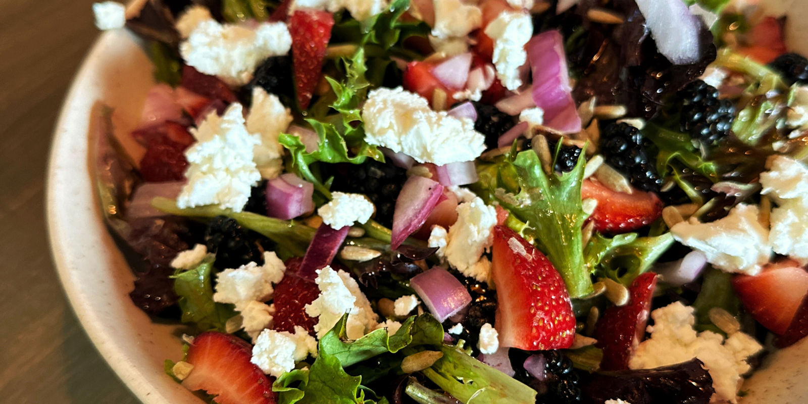 strawberry blackberry goat cheese salad red onion